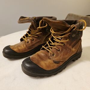 Brown Leather Boots with Black Soles